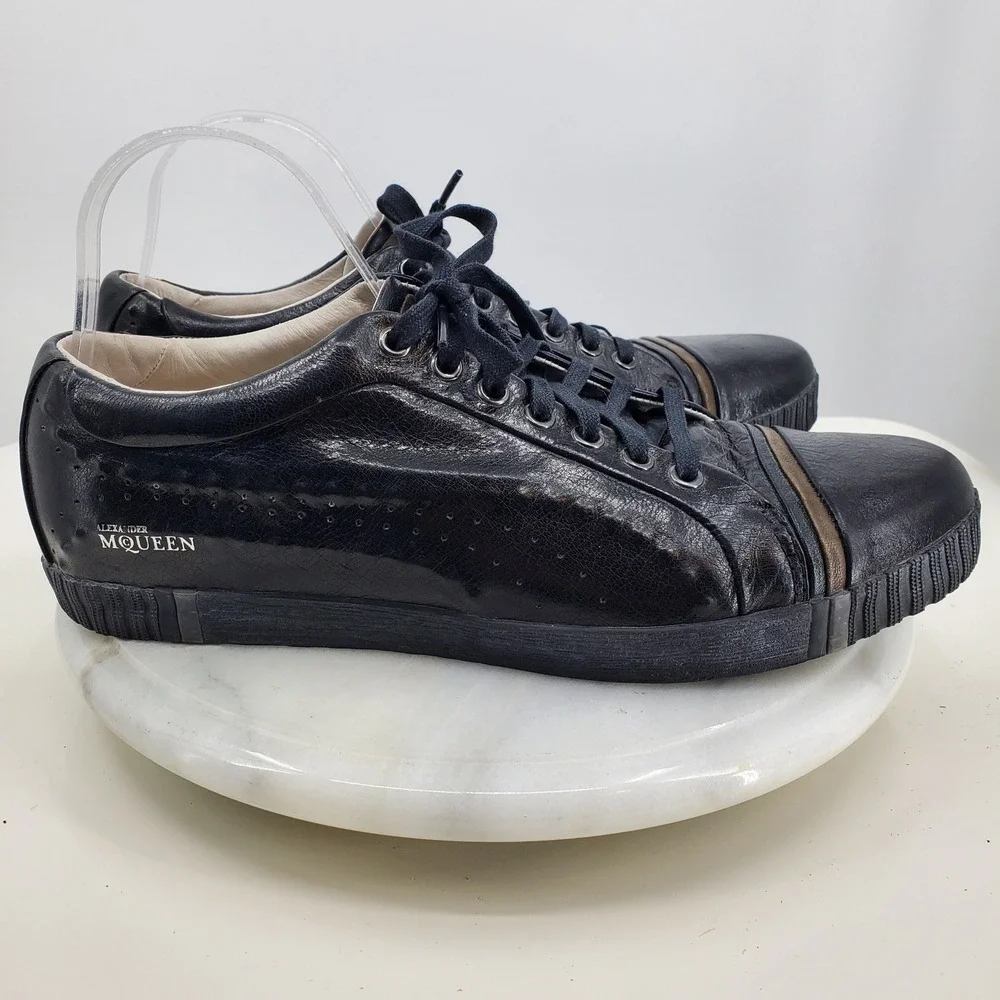 Alexander McQueen X Puma Scarred Street Mens Black Leather Low Top Sneakers 8